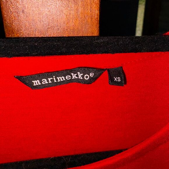 Marimekko RELLETYS Red Wool Blend 3/4 Sleeve A-Line Knee-Length Dress Size XS - Picture 8 of 12